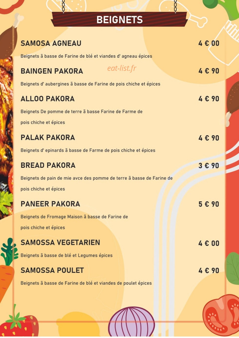 Namaste India — carte page 2