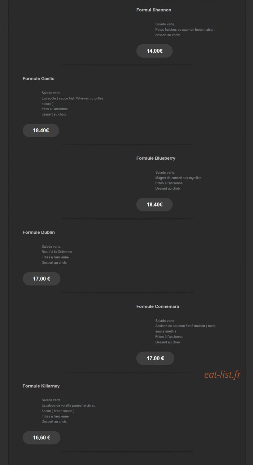O’Flaherty’s — carte page 2