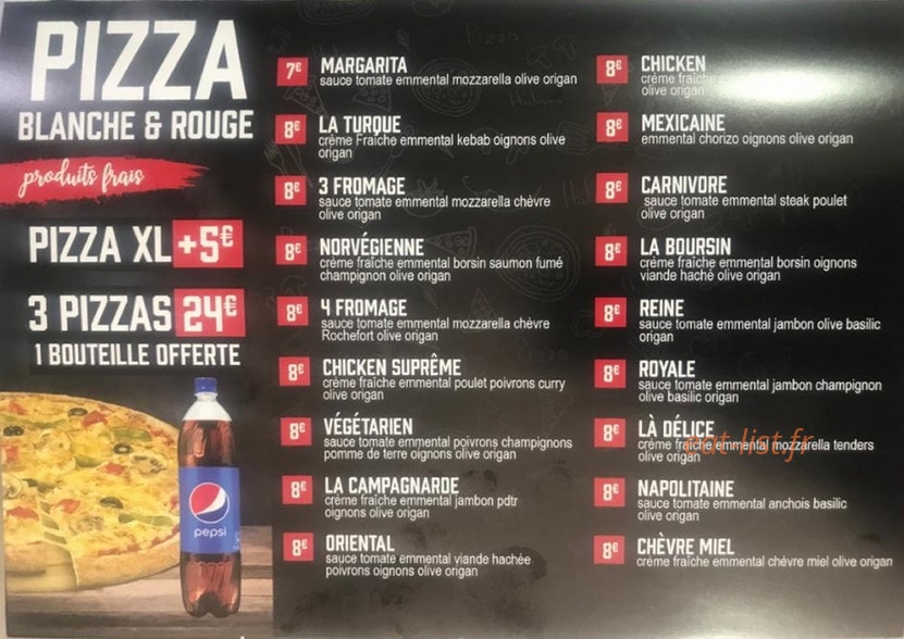 O'Pizz — carte page 1