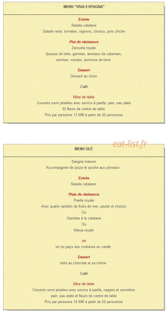 Paella del Sol — carte page 2