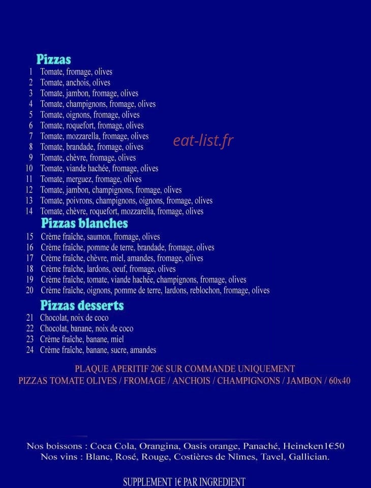 Pizza Du Bois Des Espeisses — carte page 1