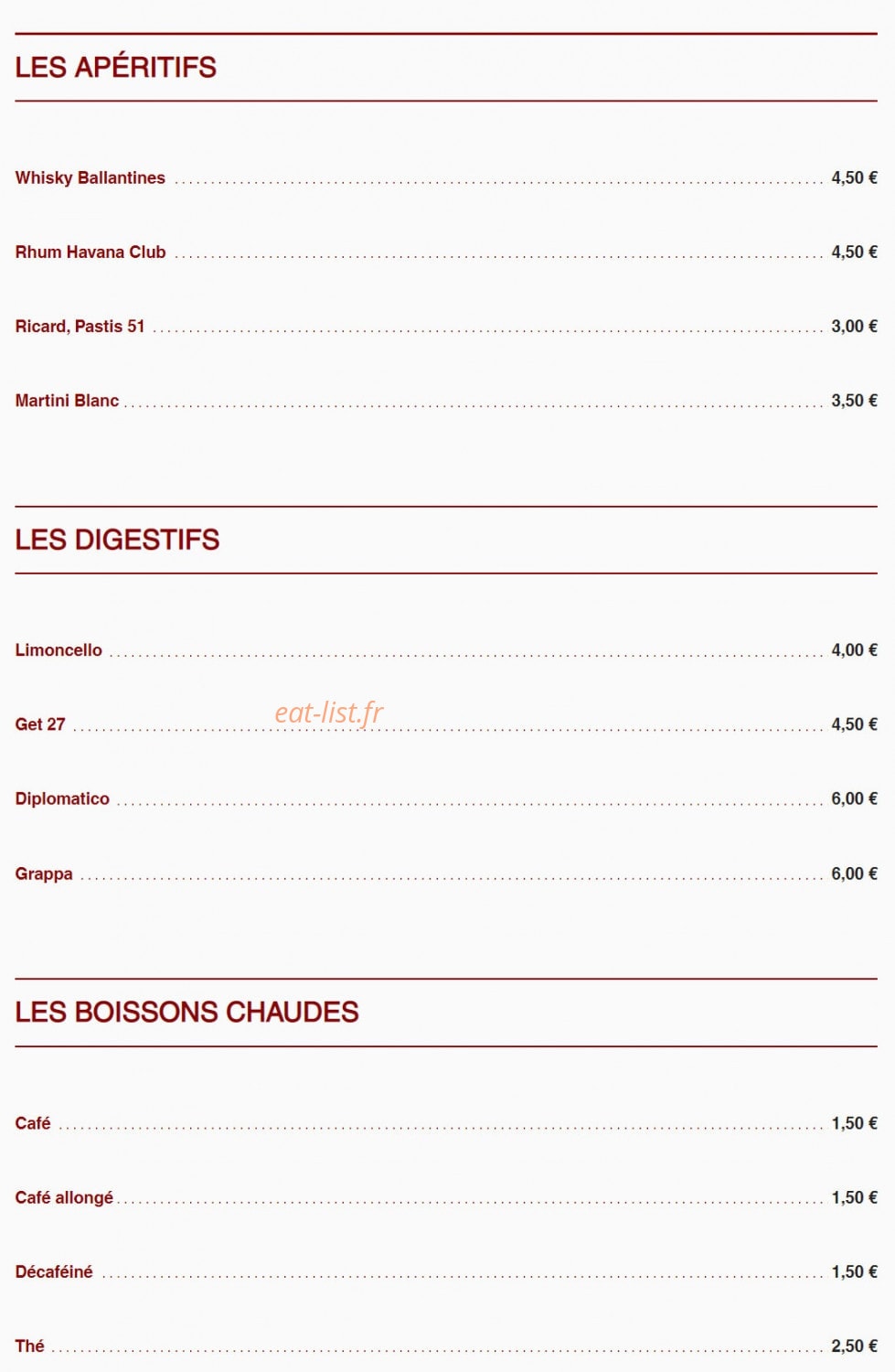 Pizzeria du Grand Couvent — carte page 7