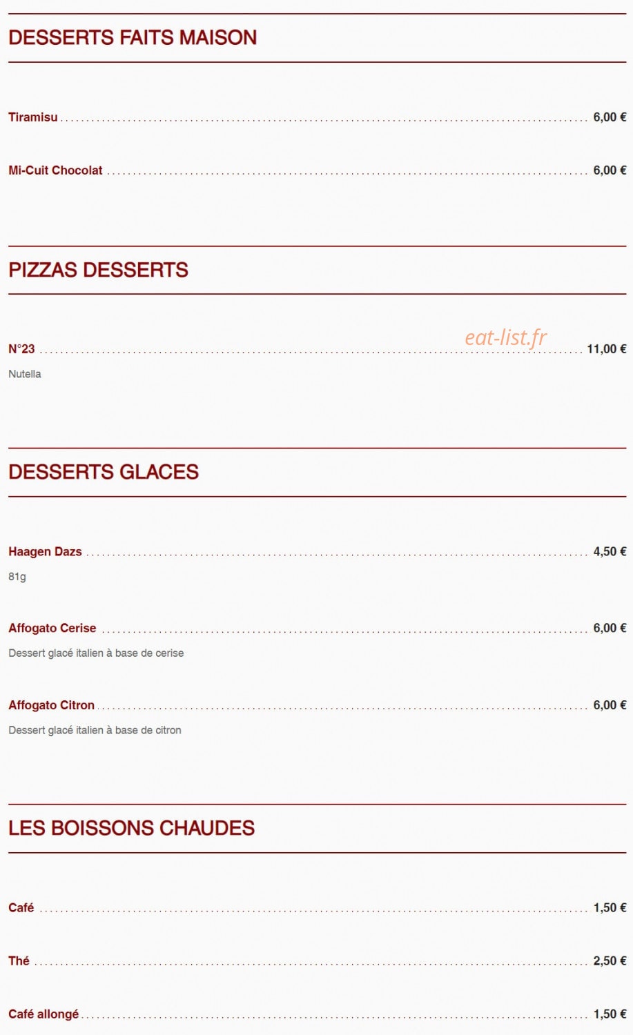 Pizzeria du Grand Couvent — carte page 5