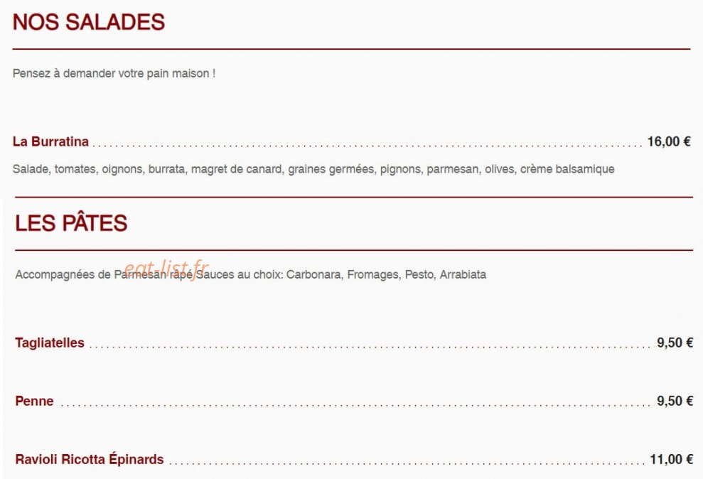 Pizzeria du Grand Couvent — carte page 4