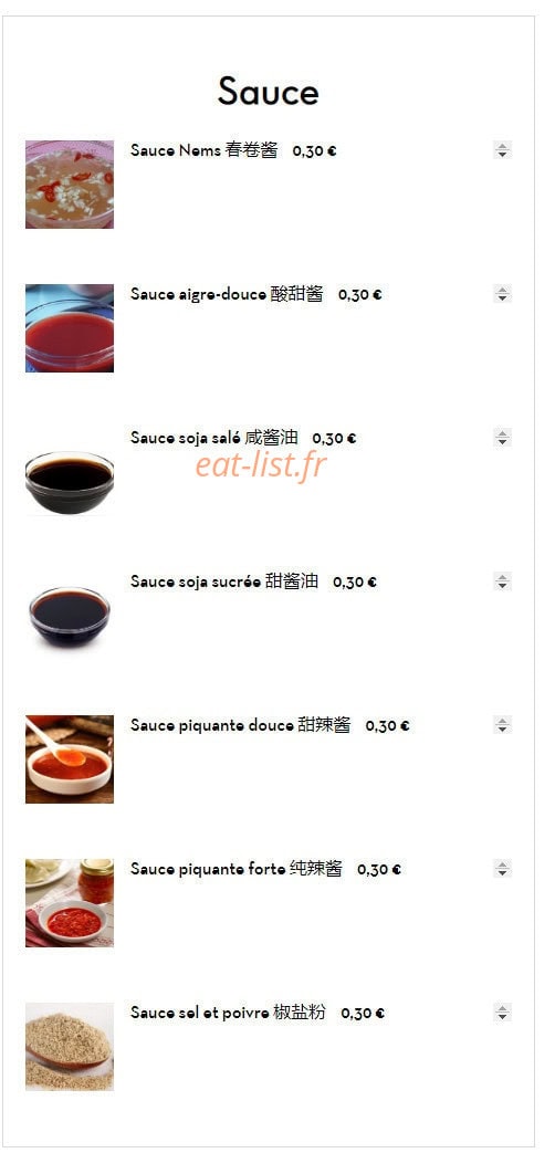 Restaurant dasian — carte page 1