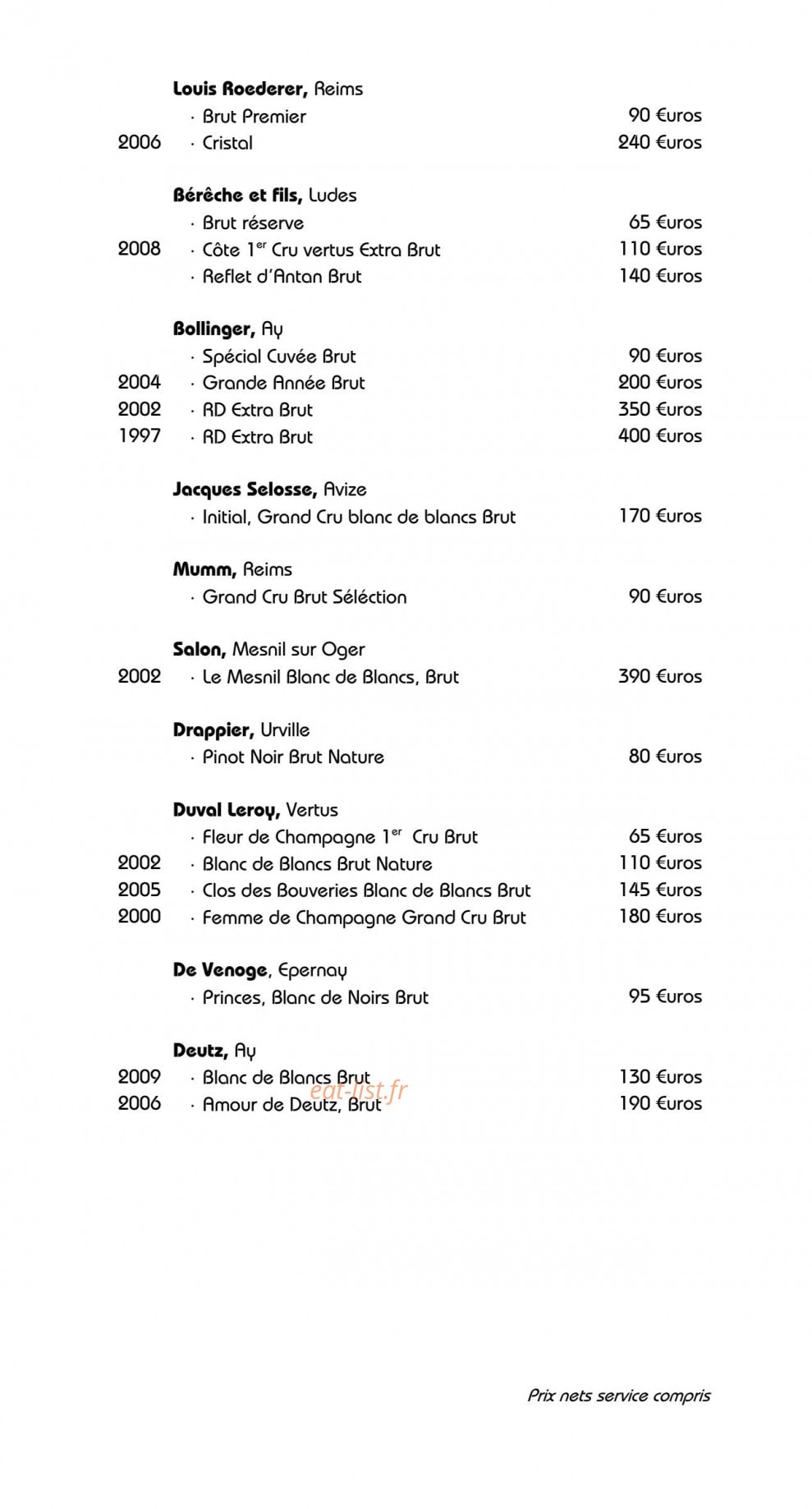 Restaurant Jérôme Nutile — carte page 7