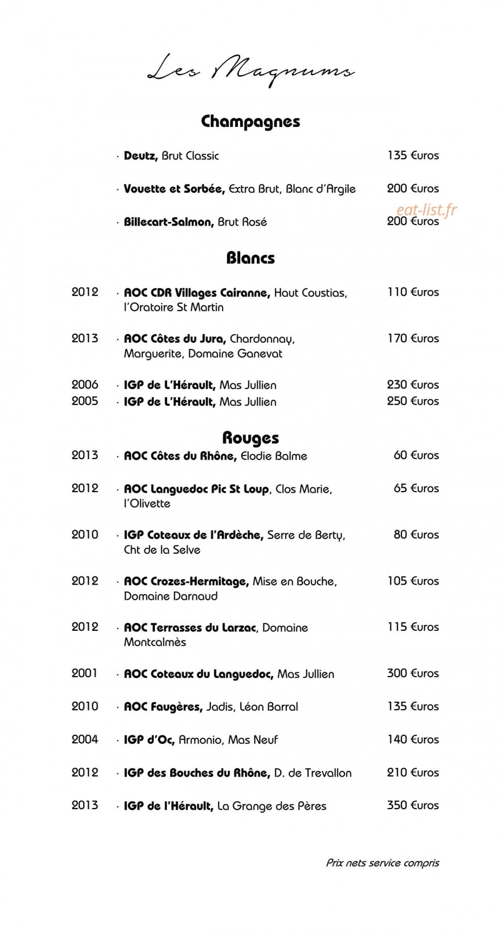 Restaurant Jérôme Nutile — carte page 35