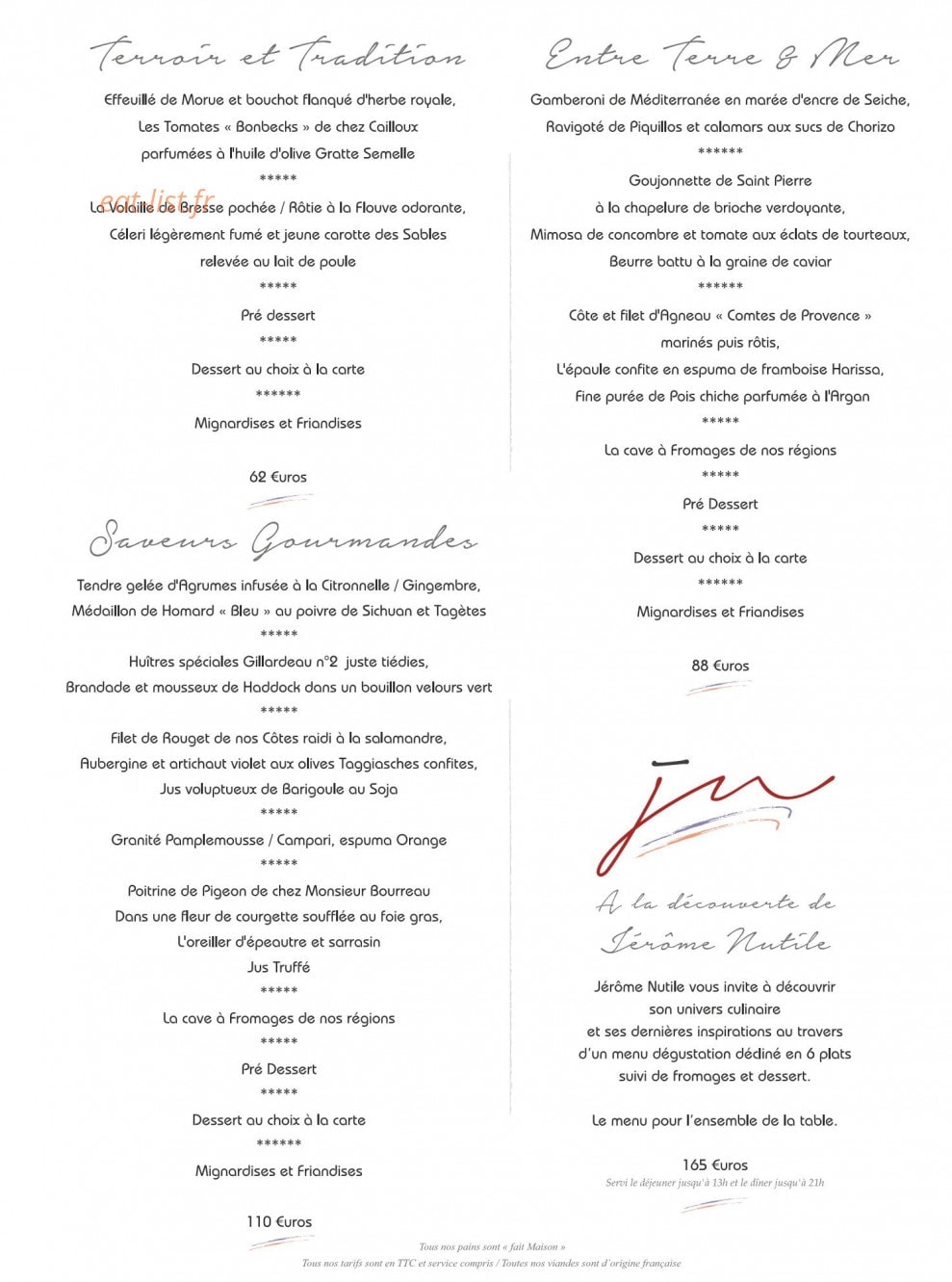 Restaurant Jérôme Nutile — carte page 3