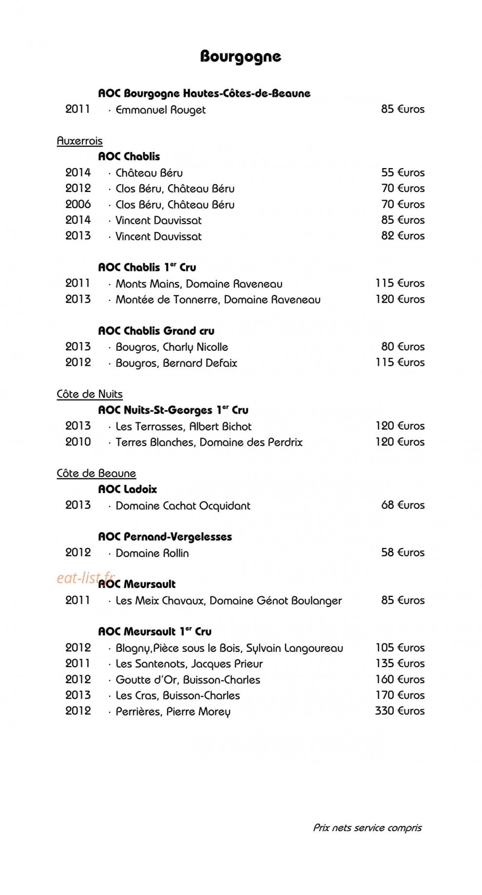 Restaurant Jérôme Nutile — carte page 13