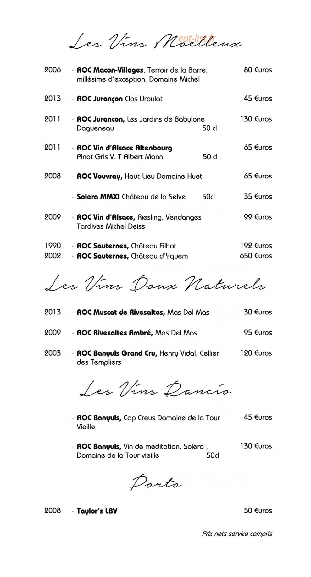 Restaurant Jérôme Nutile — carte page 34