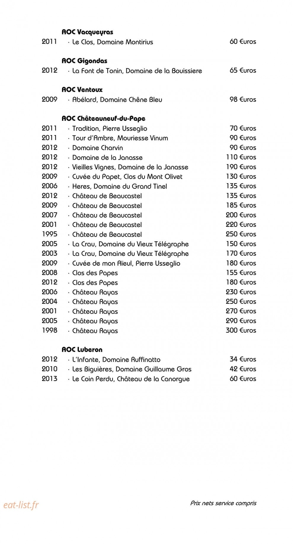 Restaurant Jérôme Nutile — carte page 22