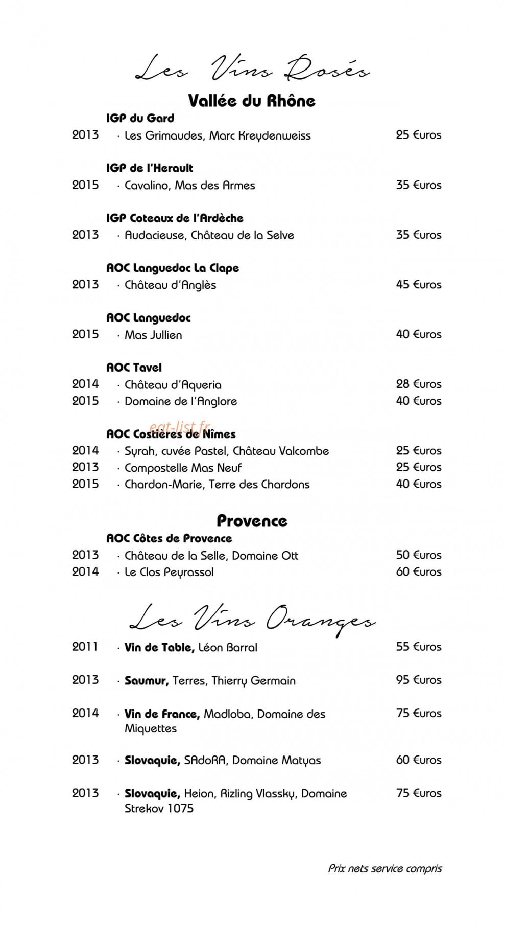 Restaurant Jérôme Nutile — carte page 33