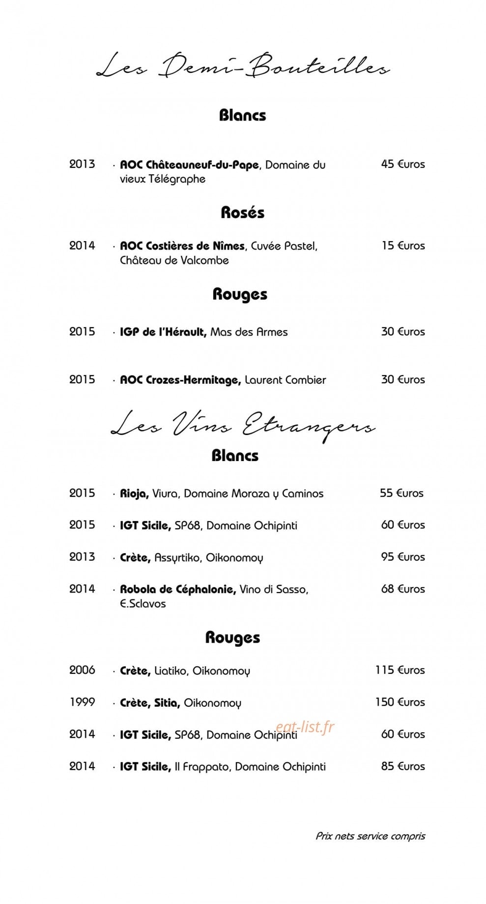 Restaurant Jérôme Nutile — carte page 36