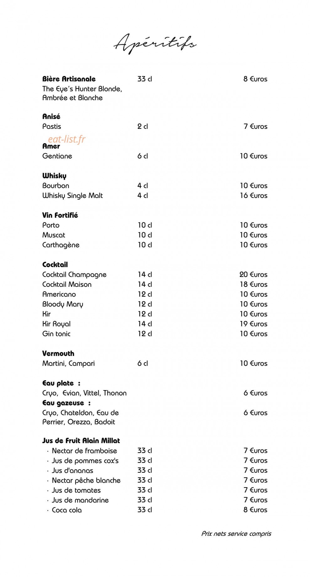 Restaurant Jérôme Nutile — carte page 5
