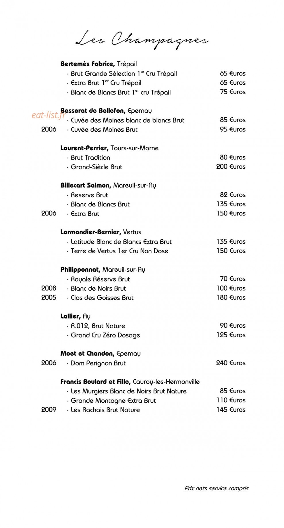 Restaurant Jérôme Nutile — carte page 6