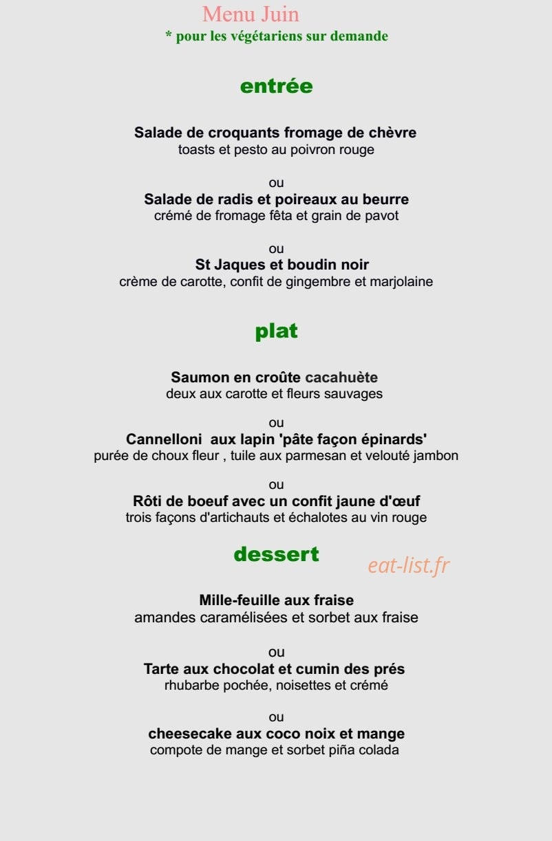 Rolf royce cook'in — carte page 1