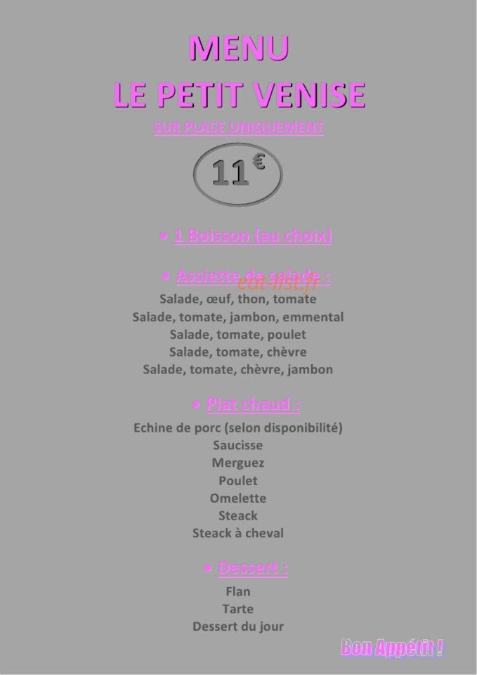 Snack Le Petit Venise — carte page 3