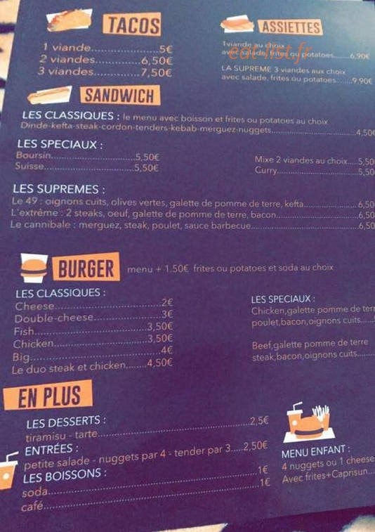 Snack O 49 — carte page 1