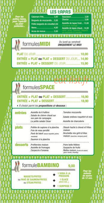 Space Bowling — carte page 2