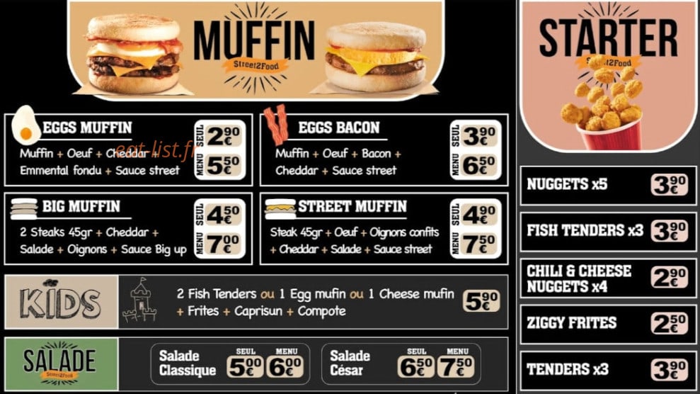 Street 2 food — carte page 1