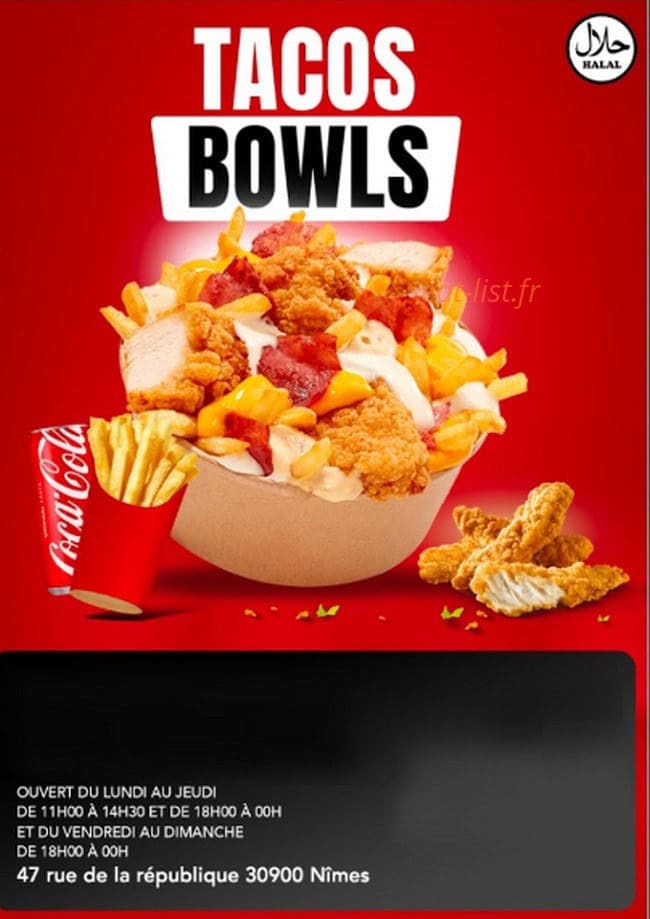 Tacos Bowls — carte page 1