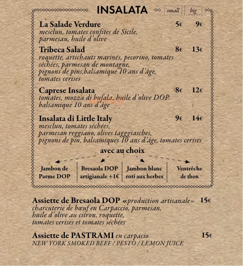 The Little Italy Shop — carte page 3