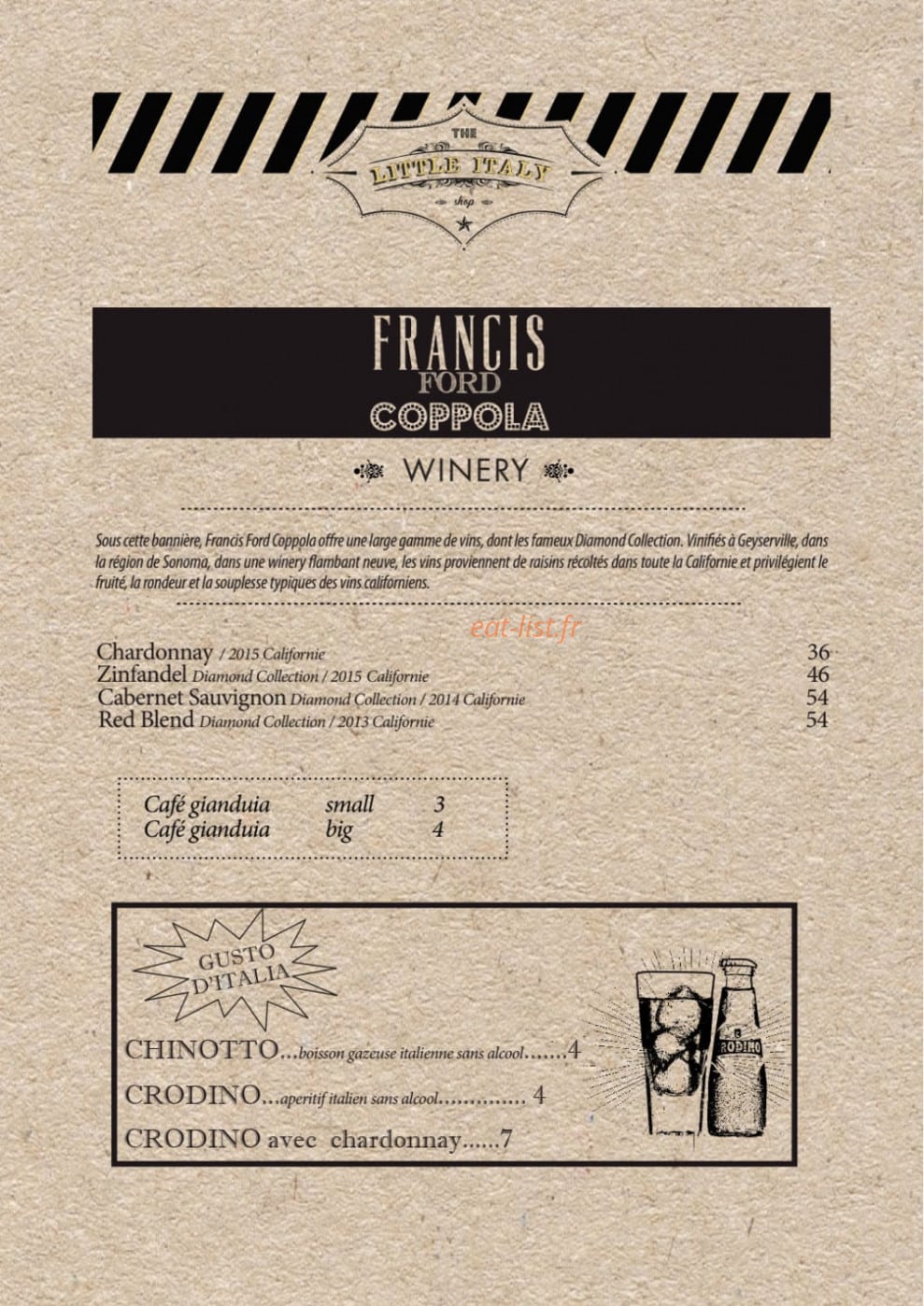 The Little Italy Shop — carte page 13