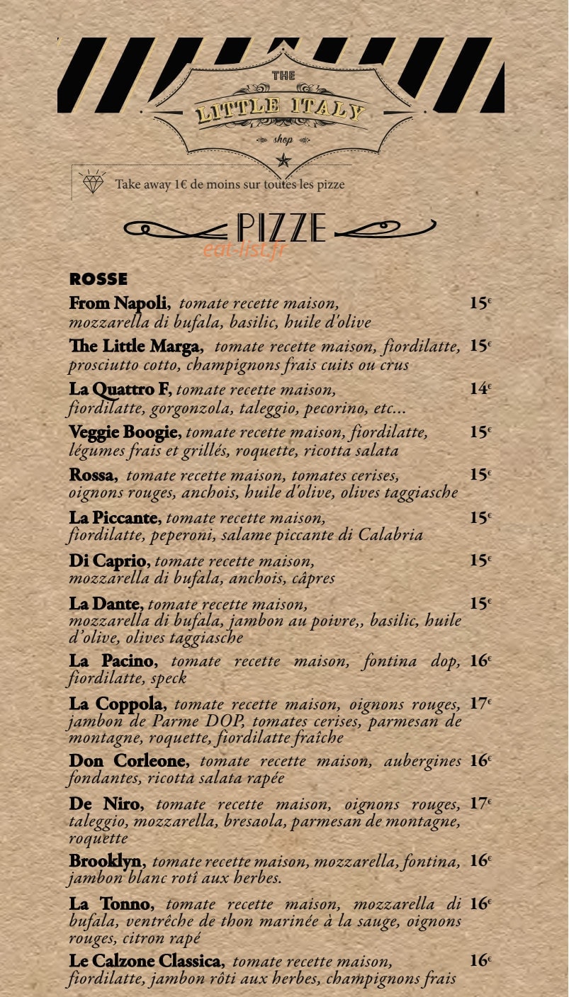 The Little Italy Shop — carte page 6