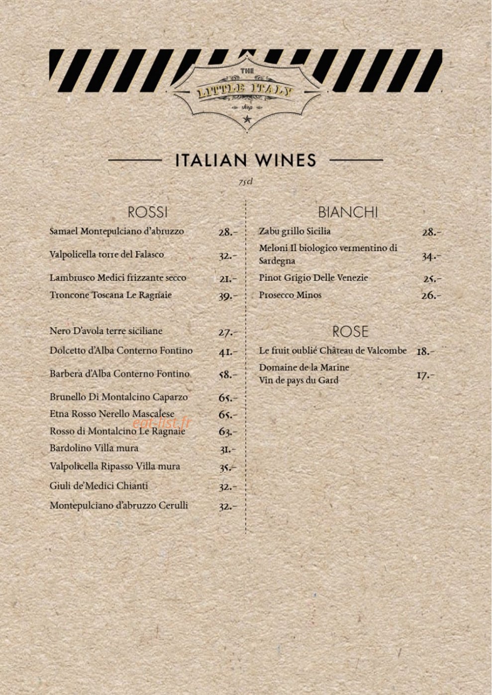 The Little Italy Shop — carte page 12