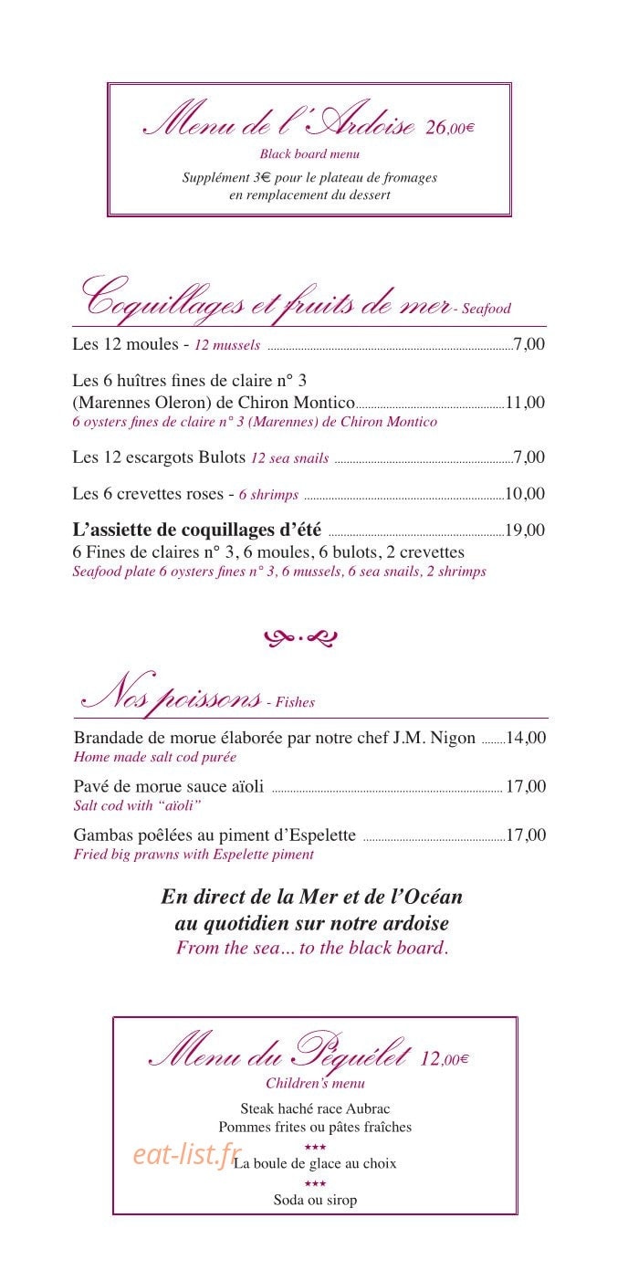 Wine Bar Le Cheval Blanc — carte page 3