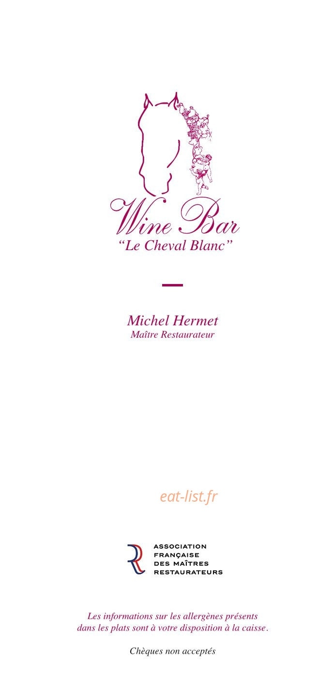 Wine Bar Le Cheval Blanc — carte page 1