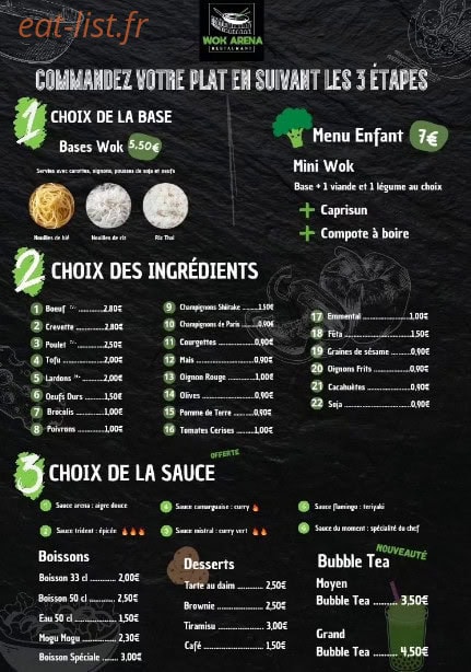 Wok Arena — carte page 1