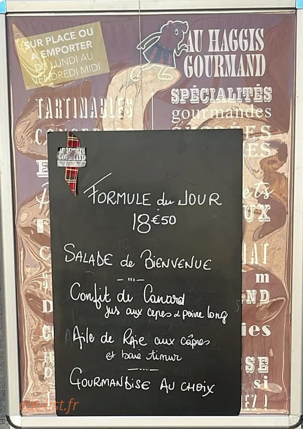 Au Haggis Gourmand — carte page 1