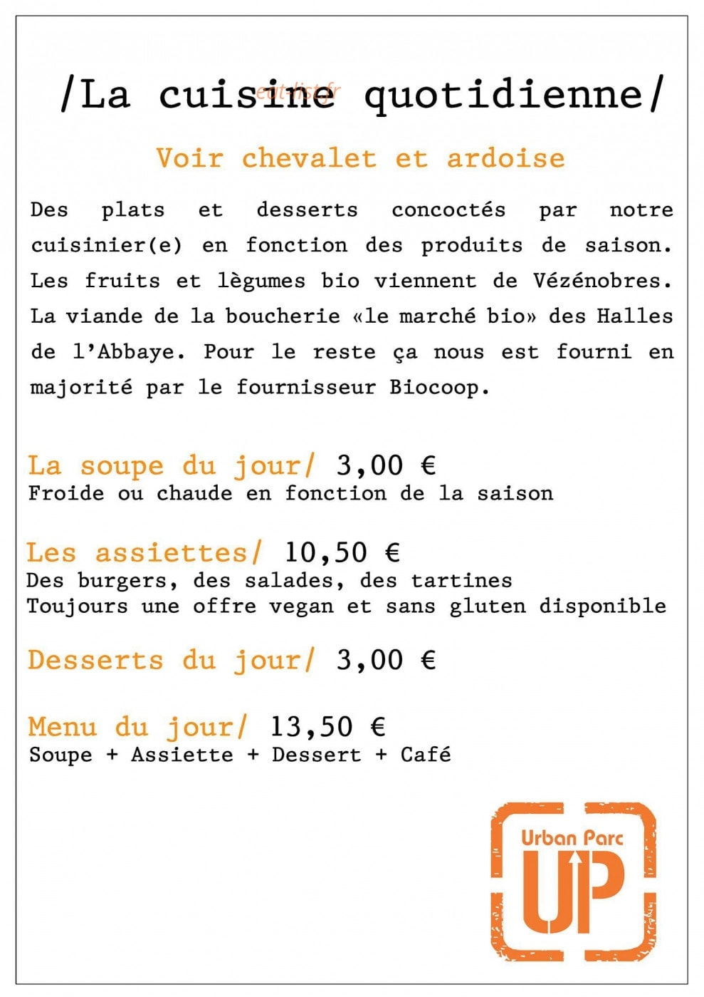Bistrot-Galerie — carte page 1
