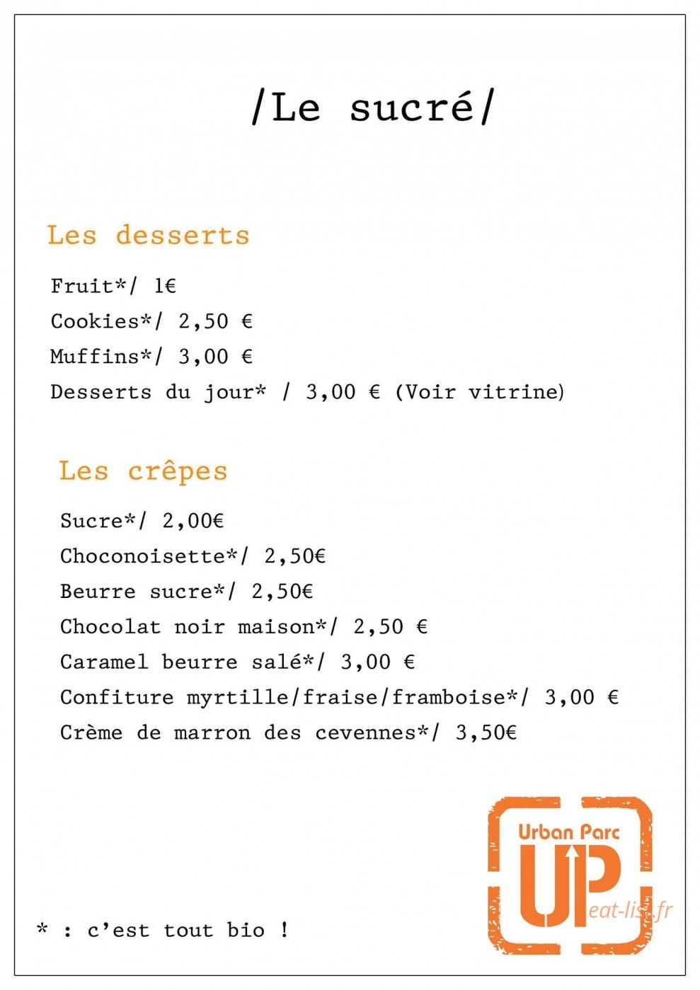Bistrot-Galerie — carte page 3