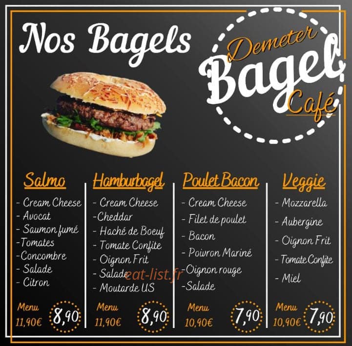 Demeter bagel café — carte page 1