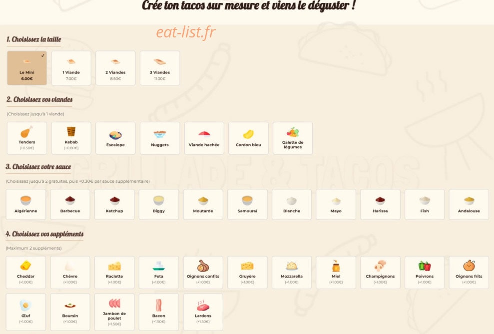 Grillade & Tacos — carte page 10