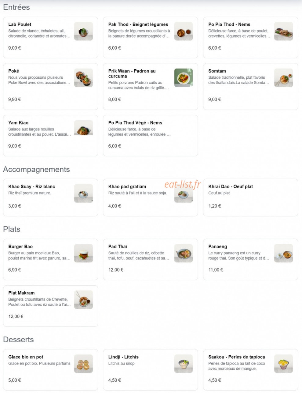 Khao Kaeng Thaï — carte page 1