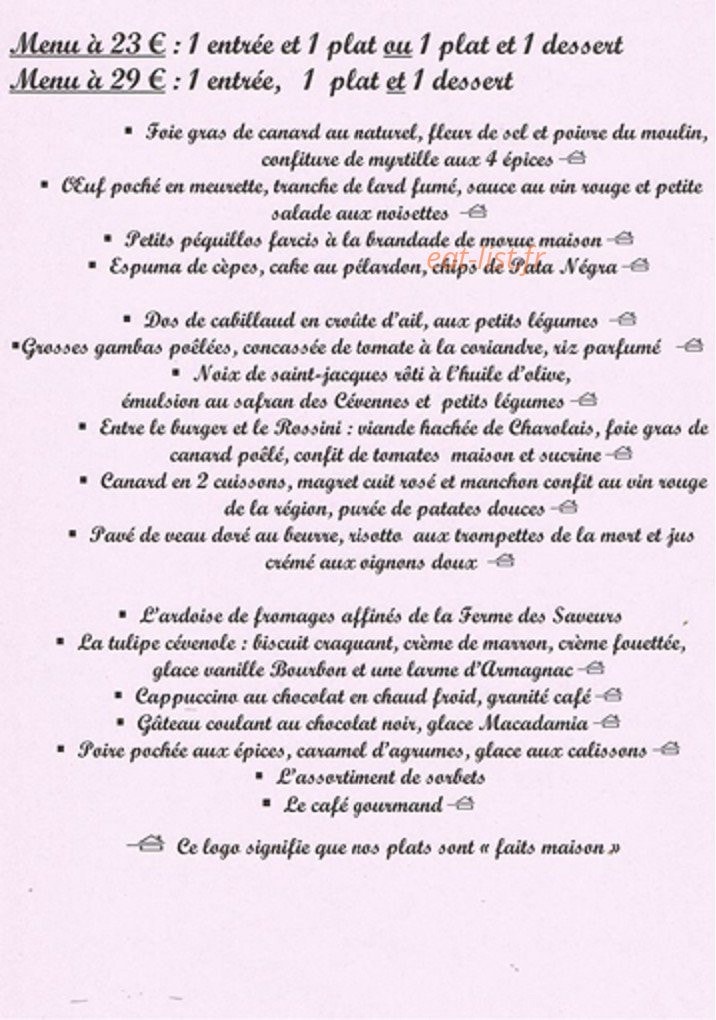 L'Esprit des Mets — carte page 1