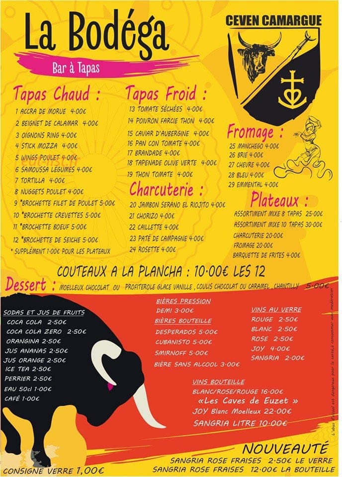 La Bodega — carte page 1