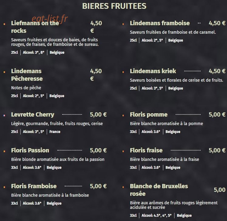 La Fabrique à boire — carte page 11
