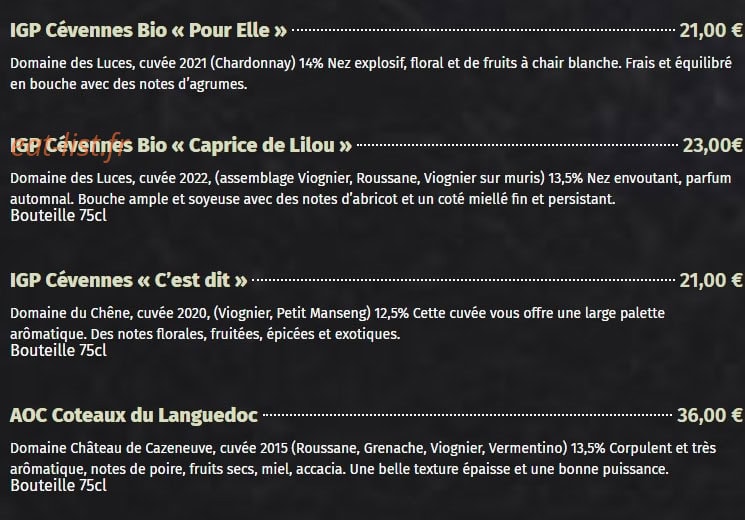 La Fabrique à boire — carte page 22