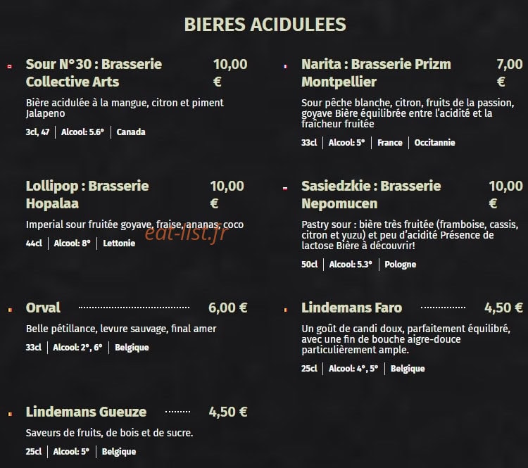 La Fabrique à boire — carte page 16