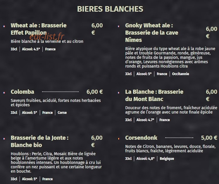 La Fabrique à boire — carte page 10