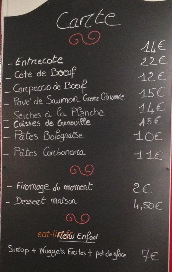 Le Bistrot — carte page 1