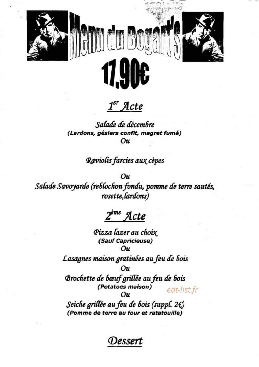 Le Bogart's — carte page 1