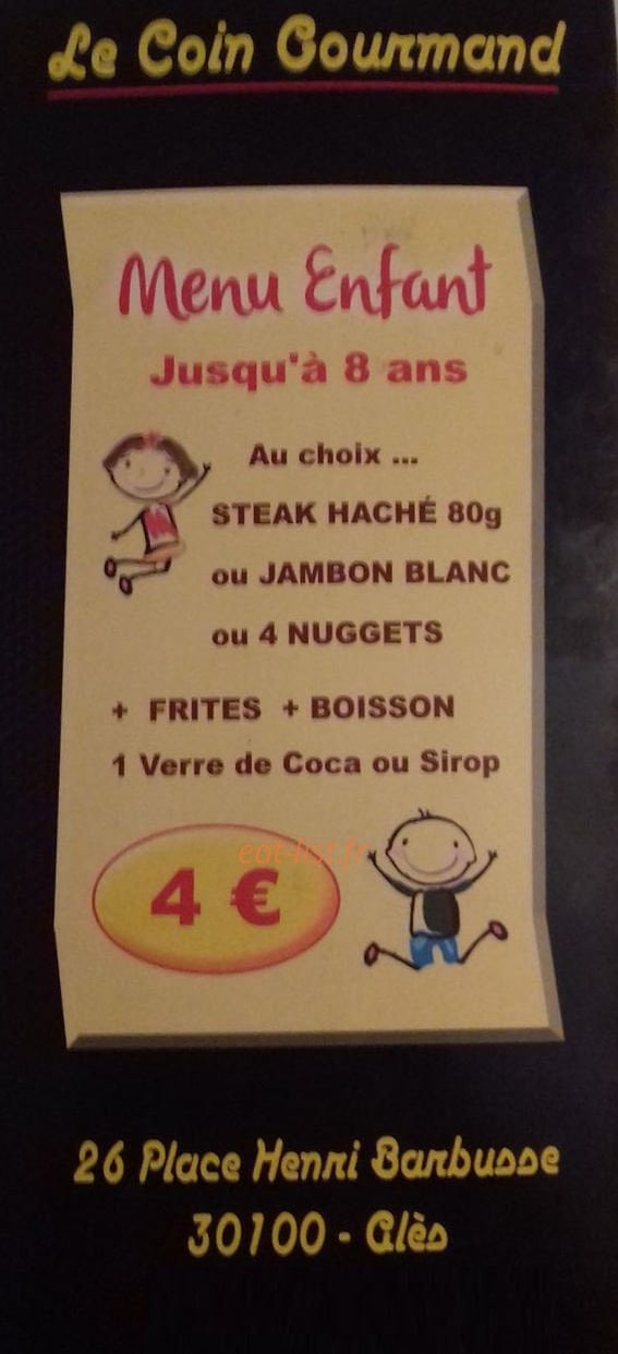 Le coin gourmand — carte page 1