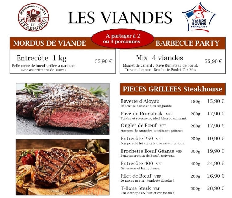 Le Steakhouse — carte page 3