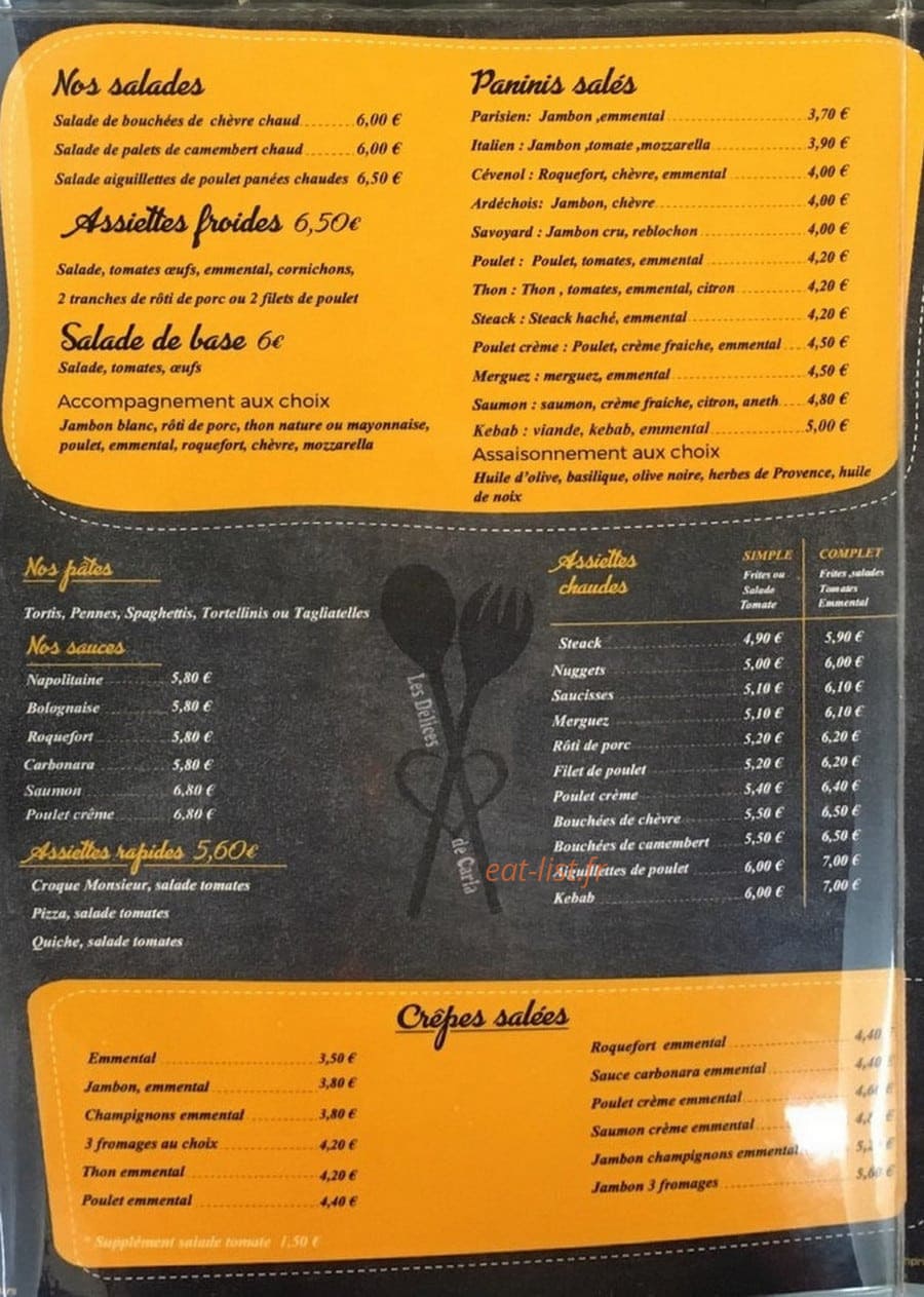 Les Délices de Carla — carte page 2