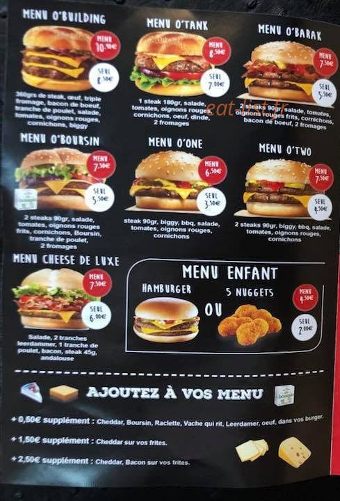 O'burgers — carte page 2